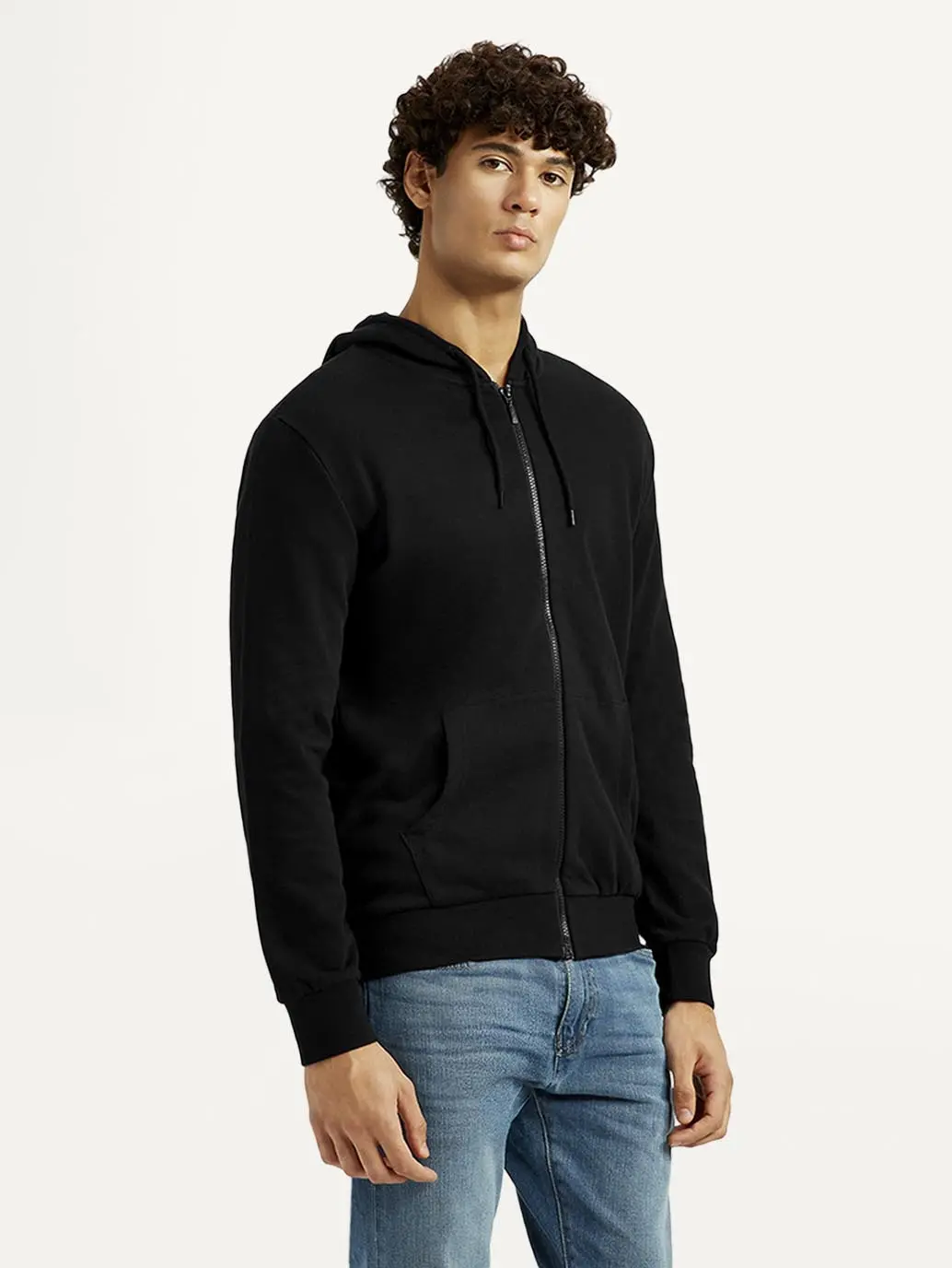 Men's Solid Black Hooded Sweatshirt 5