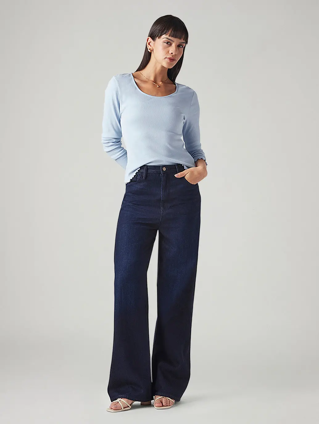 Women's Dark Blue Loose Fit High Rise Redloop Jeans 1