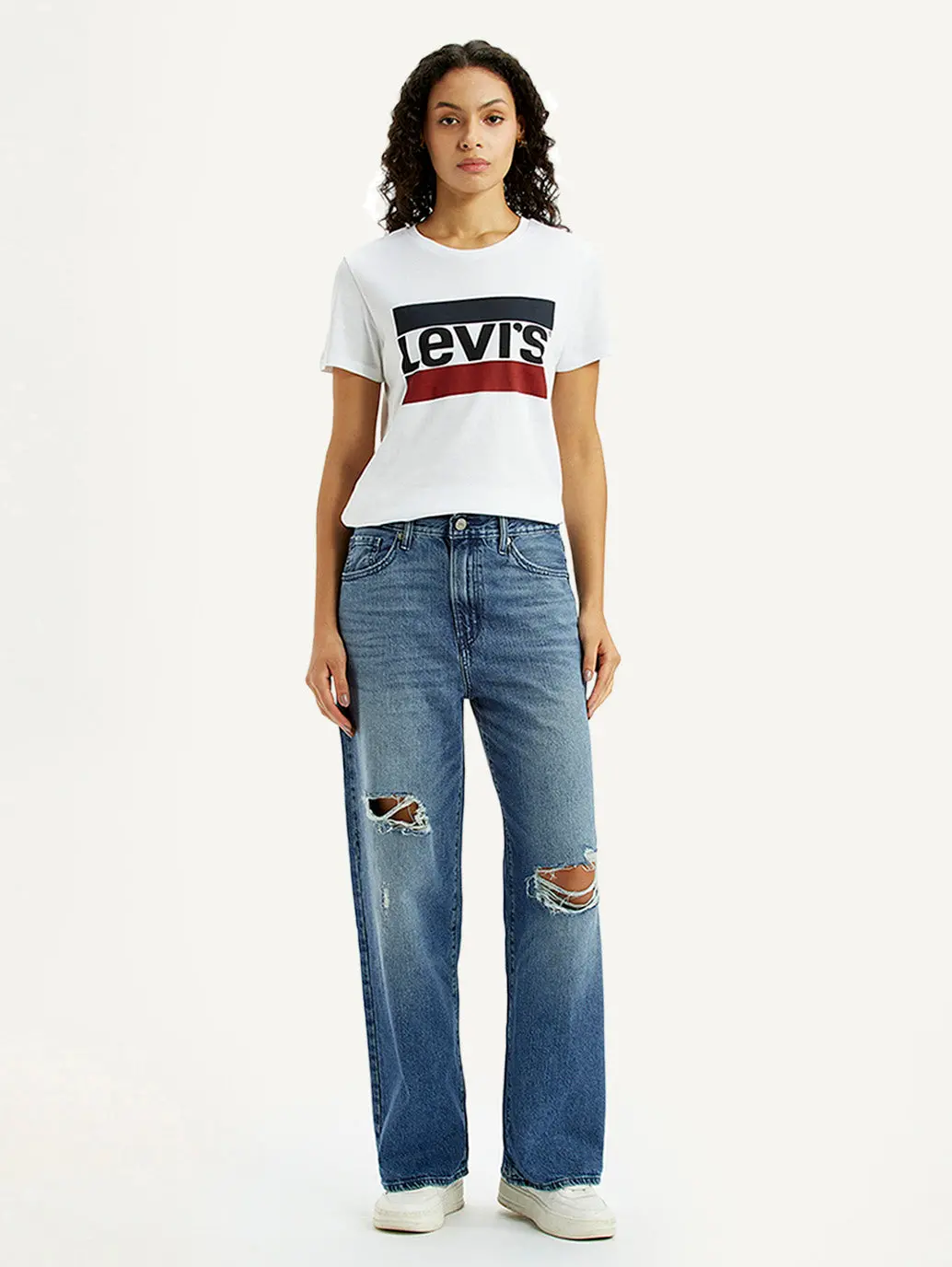Women's Blue Wide Leg Fit High Rise Jeans 2