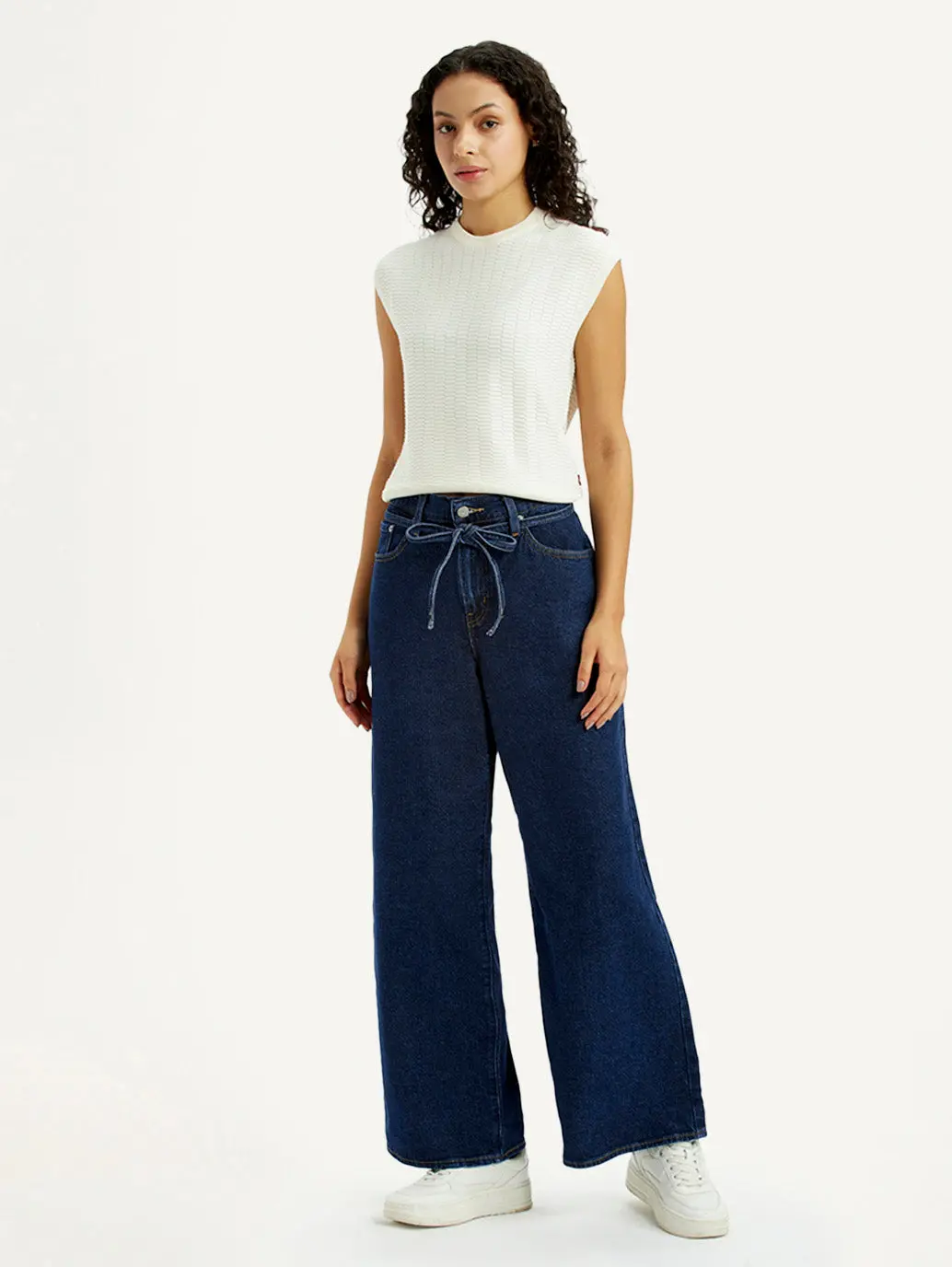 Women's Dark Blue Xl Straight Loose Fit Mid Rise Jeans 2