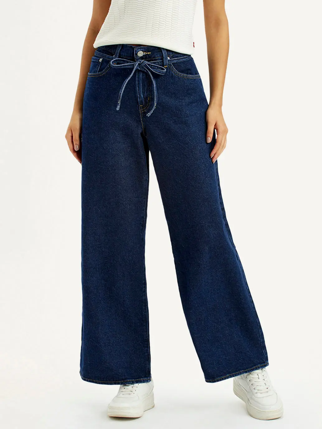 Women's Dark Blue Xl Straight Loose Fit Mid Rise Jeans 3