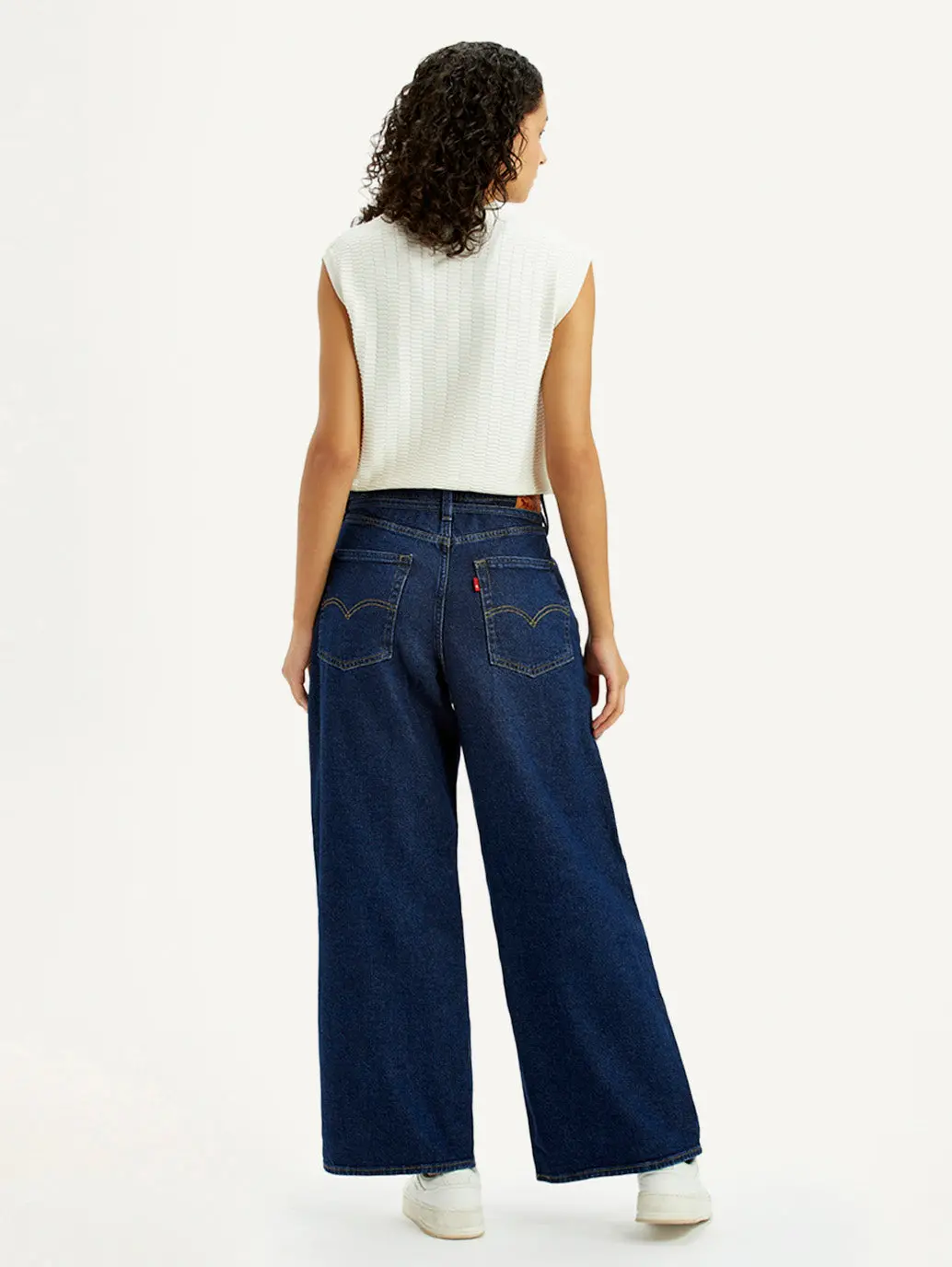 Women's Dark Blue Xl Straight Loose Fit Mid Rise Jeans 5