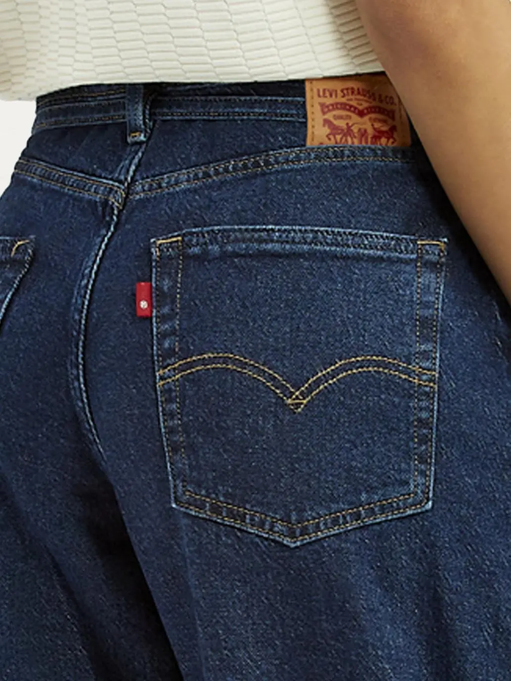 Women's Dark Blue Xl Straight Loose Fit Mid Rise Jeans 6