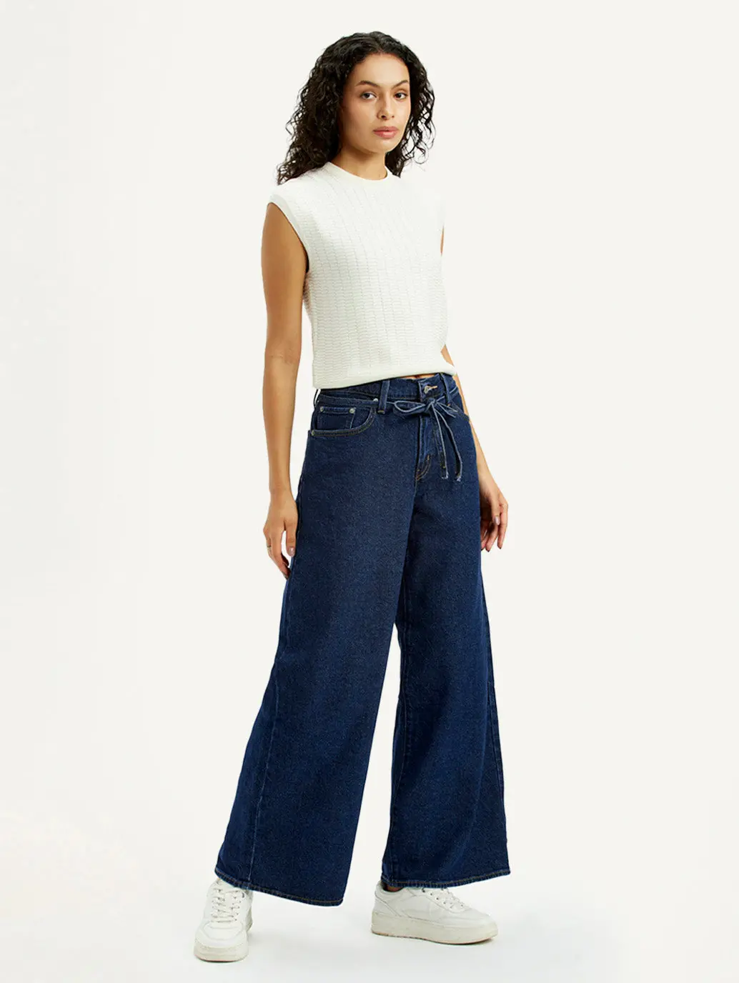 Women's Dark Blue Xl Straight Loose Fit Mid Rise Jeans 7