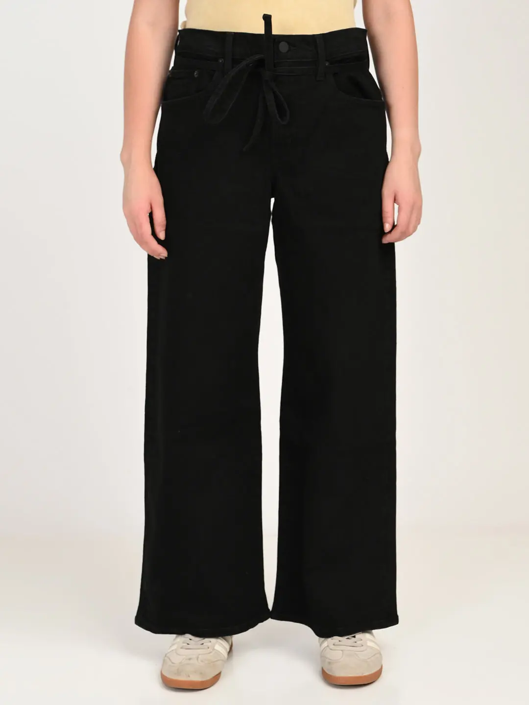 Women's Black Xl Straight Loose Straight Fit Mid Rise Jeans 1