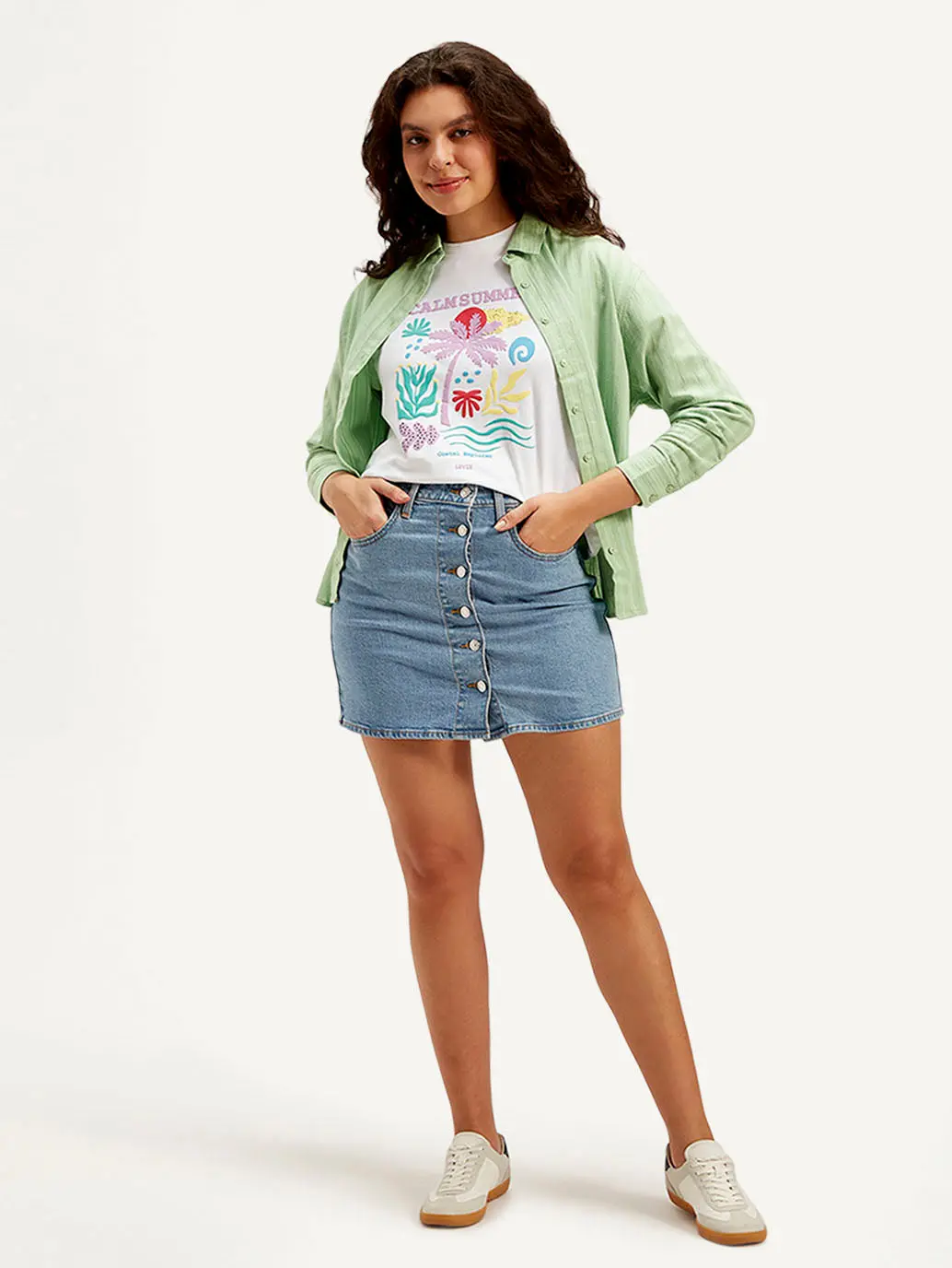 Women's Mid Rise Blue Regular Fit Skirt 1