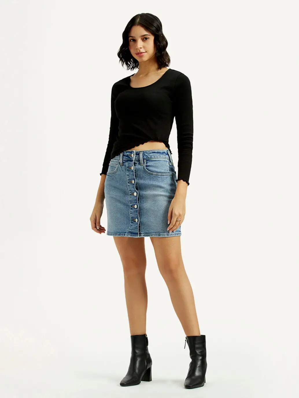 Women's Mid Rise Regular Fit Denim Skirt 1