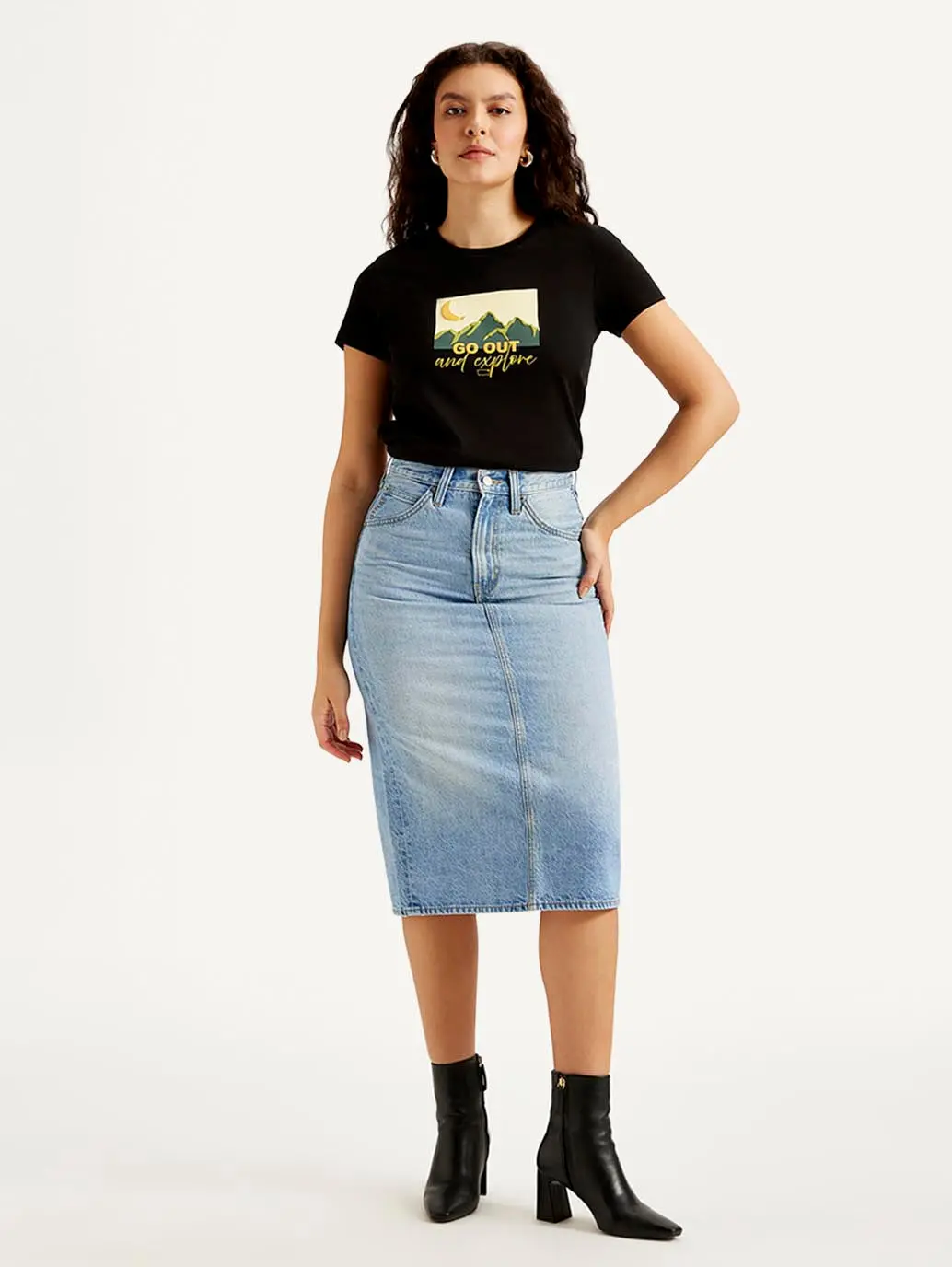 Women's Mid Rise Light Blue Regular Fit Skirt 1