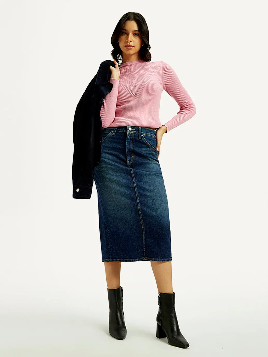 Women's High Rise Regular Fit Denim Skirt 1