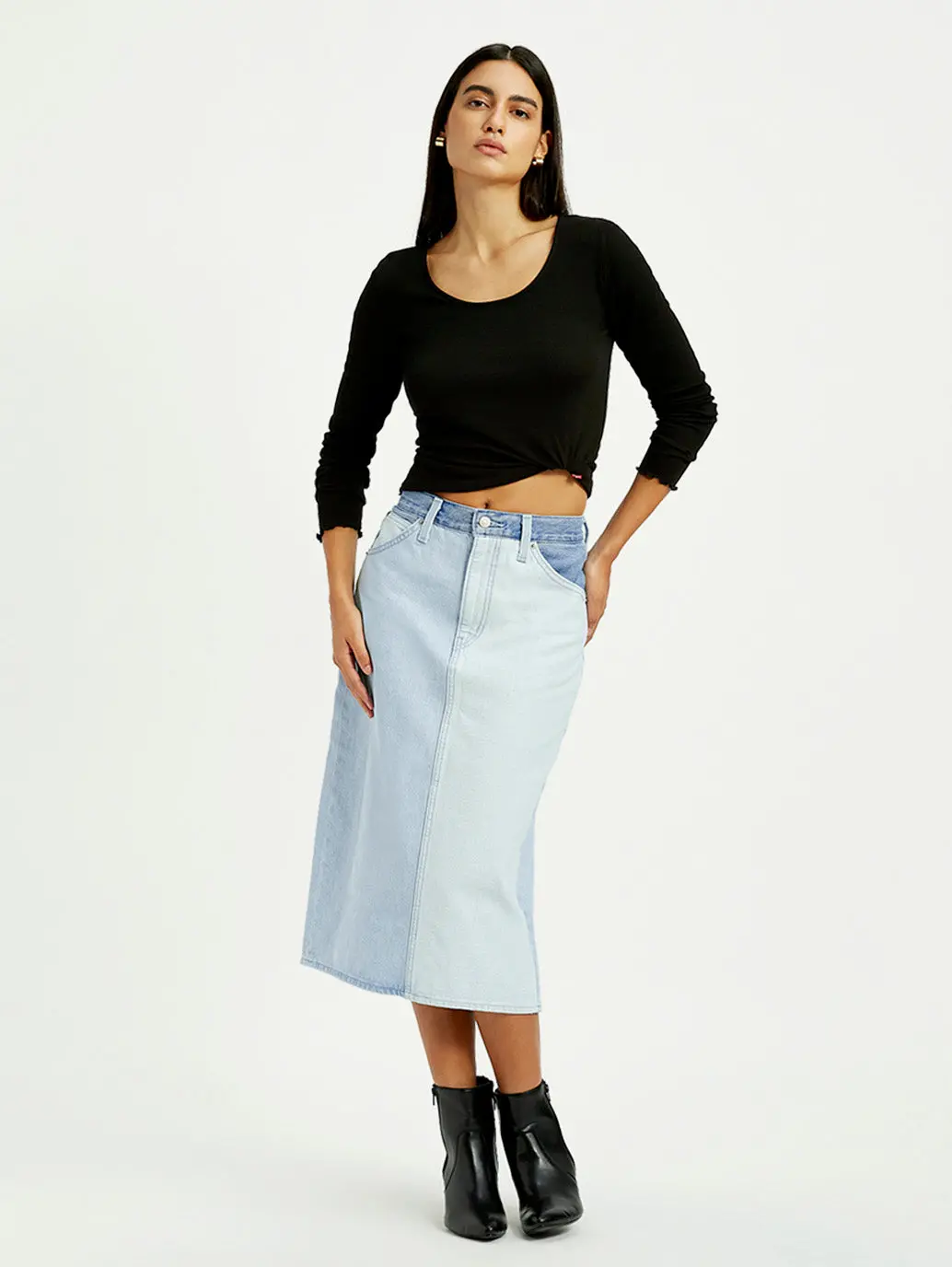 Women's Light Blue Regular Fit High Rise Skirt 1
