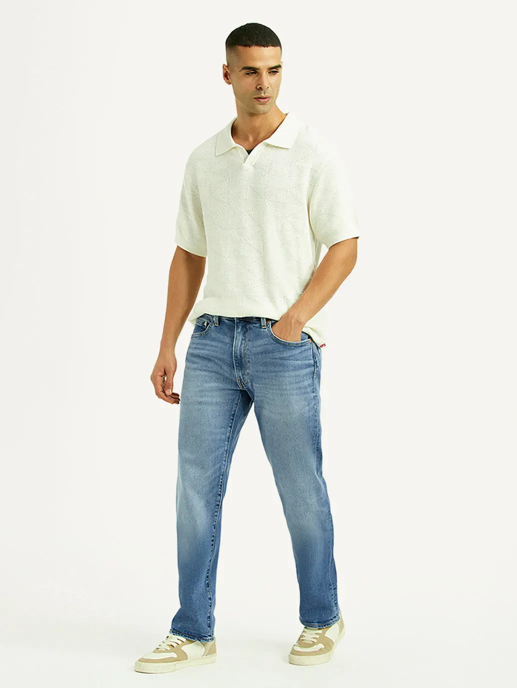 Men's 555 Light Blue Relaxed Straight Straight Fit Mid Rise Jeans 1