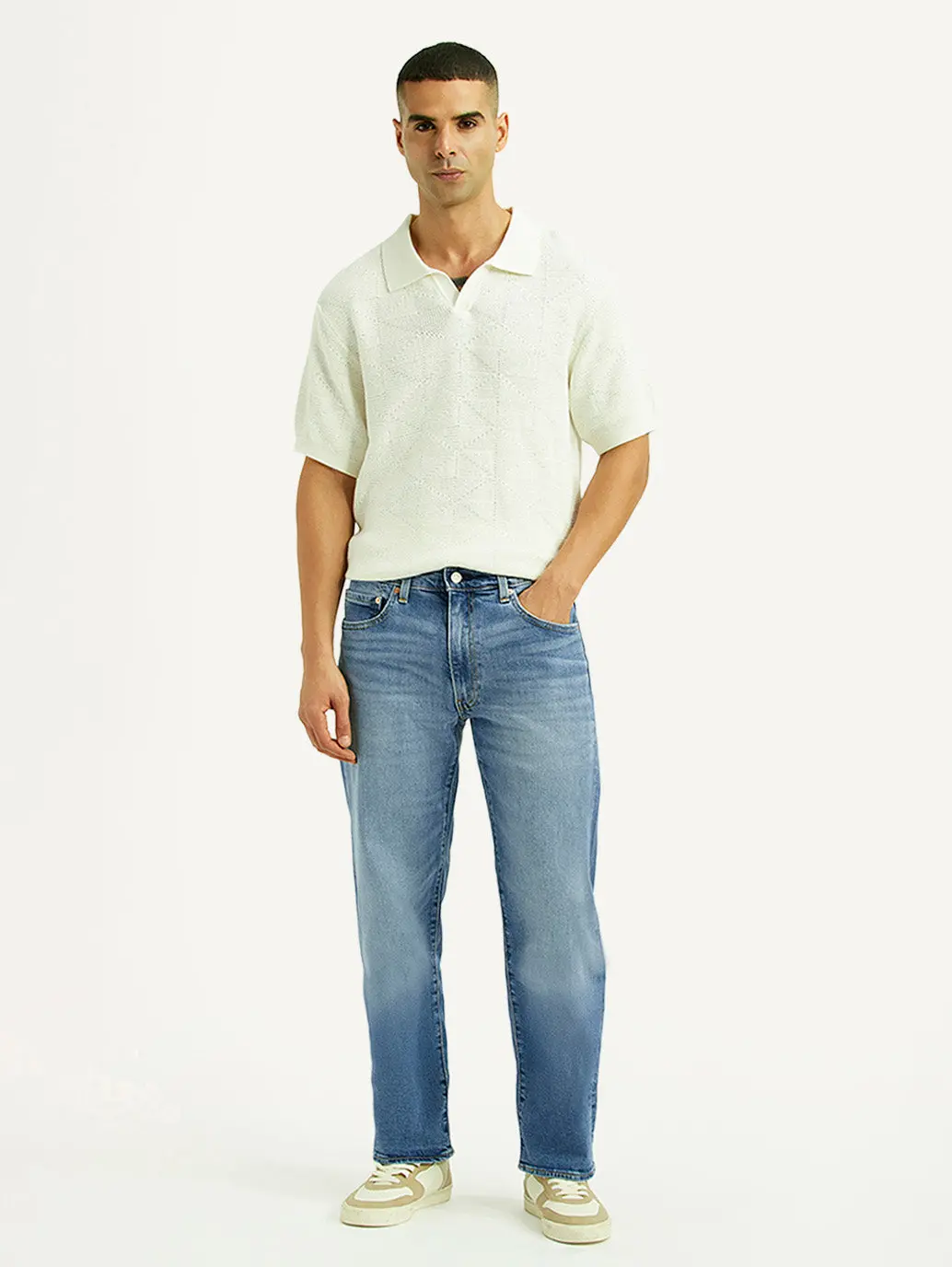 Men's 555 Light Blue Relaxed Straight Straight Fit Mid Rise Jeans 2