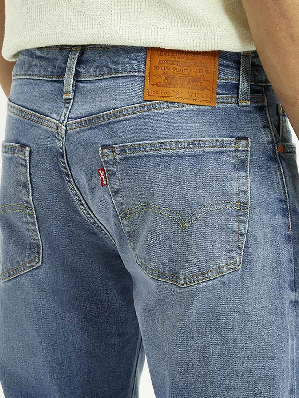 Men's 555 Light Blue Relaxed Straight Straight Fit Mid Rise Jeans 6