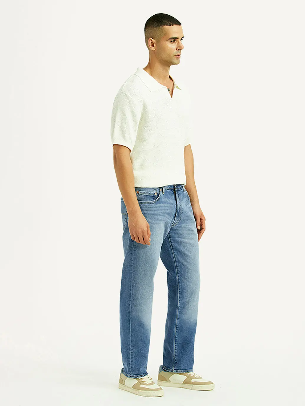 Men's 555 Light Blue Relaxed Straight Straight Fit Mid Rise Jeans 7