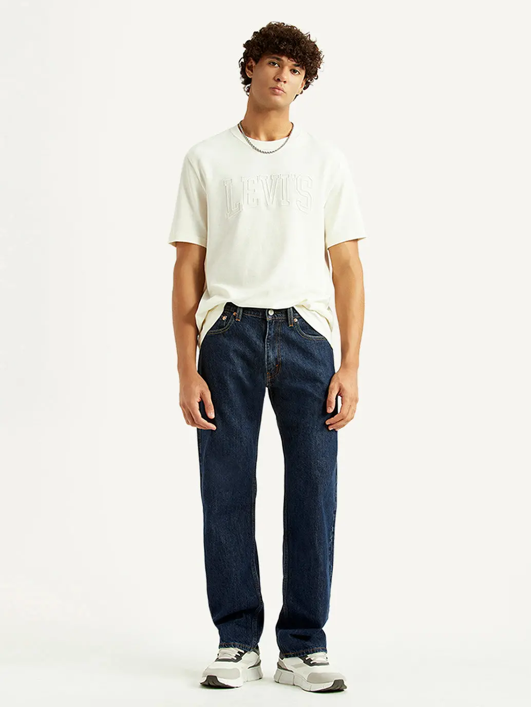 Men's 555 Navy Relaxed Straight Fit Mid Rise Jeans 1