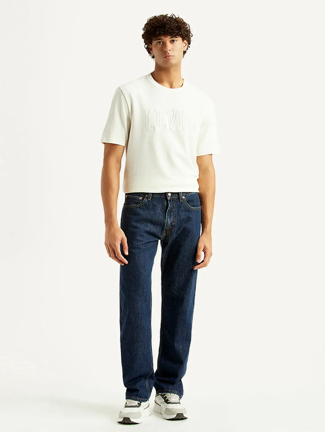Men's 555 Navy Relaxed Straight Fit Mid Rise Jeans 7