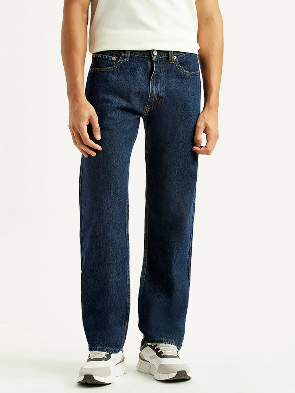 Men's 555 Navy Relaxed Straight Fit Mid Rise Jeans 2