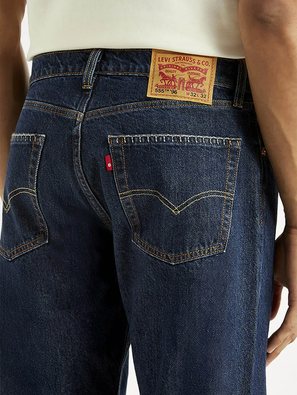 Men's 555 Navy Relaxed Straight Fit Mid Rise Jeans 5