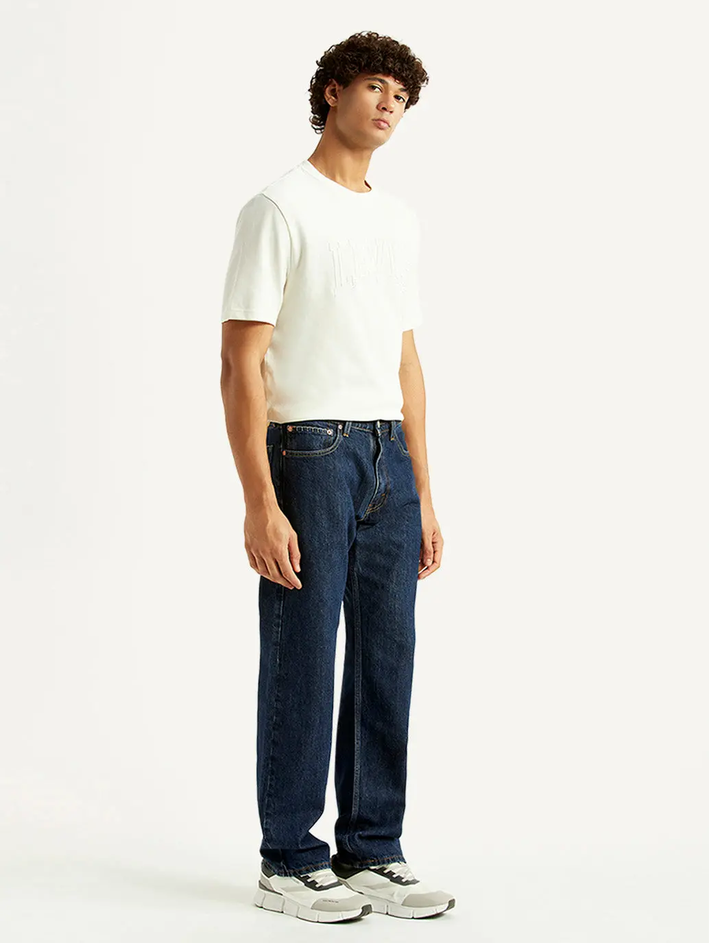 Men's 555 Navy Relaxed Straight Fit Mid Rise Jeans 6