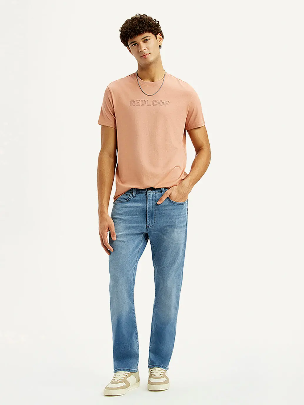 Men's Redloop 513 Light Blue Slim Straight Fit Mid Rise Jeans 1