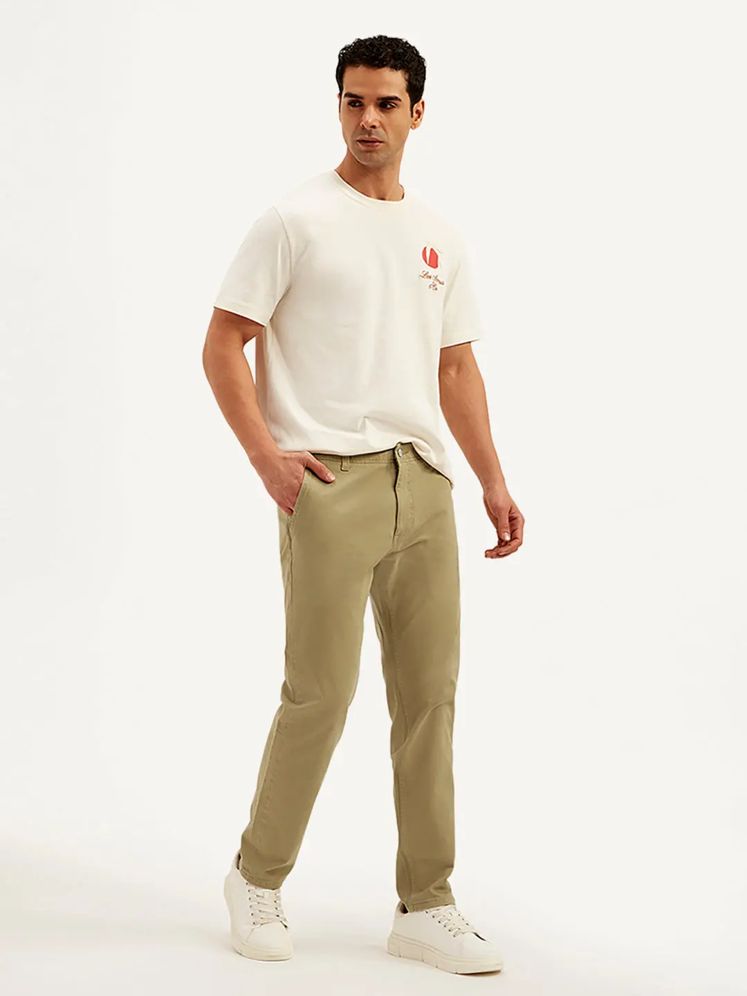 Men's Khaki Tapered Fit Chinos 1