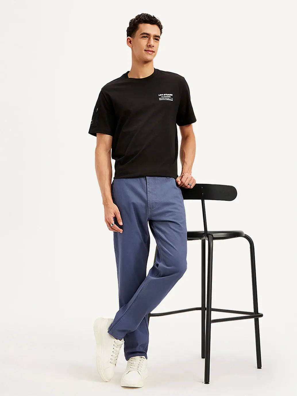 Men's Greyish Blue Tapered Chinos 1