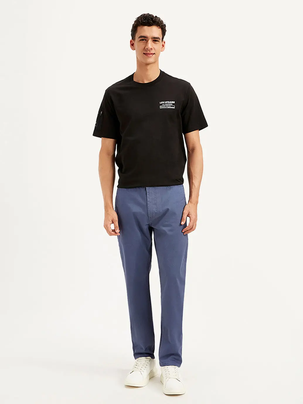 Men's Greyish Blue Tapered Chinos 2