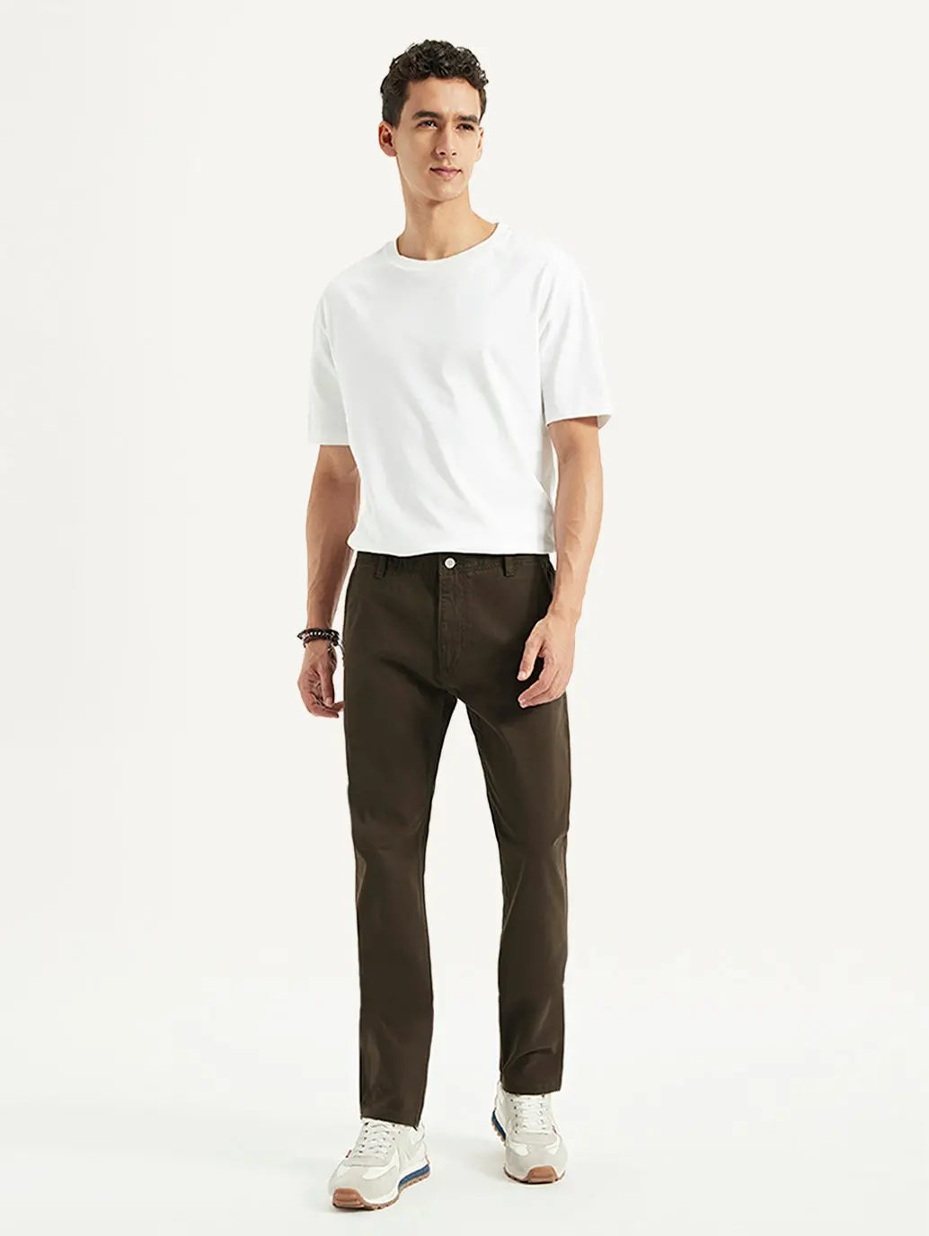 Men's Brown Tapered Fit Chinos 1