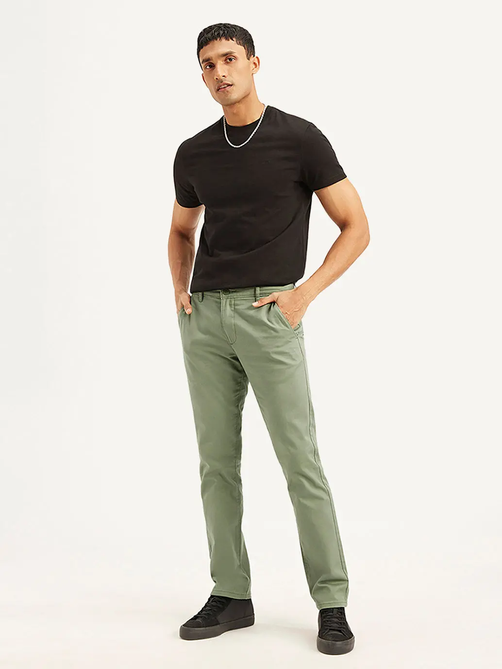 Men's Olive Slim Fit Trousers 1
