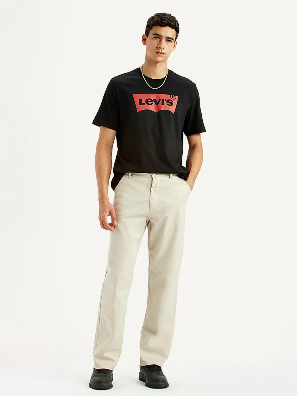 Men's Beige Relaxed Fit Chinos 1