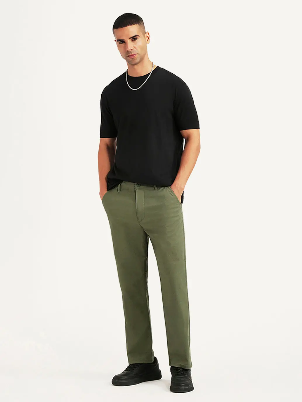 Men's Olive Authentic Relaxed Fit Chinos 1