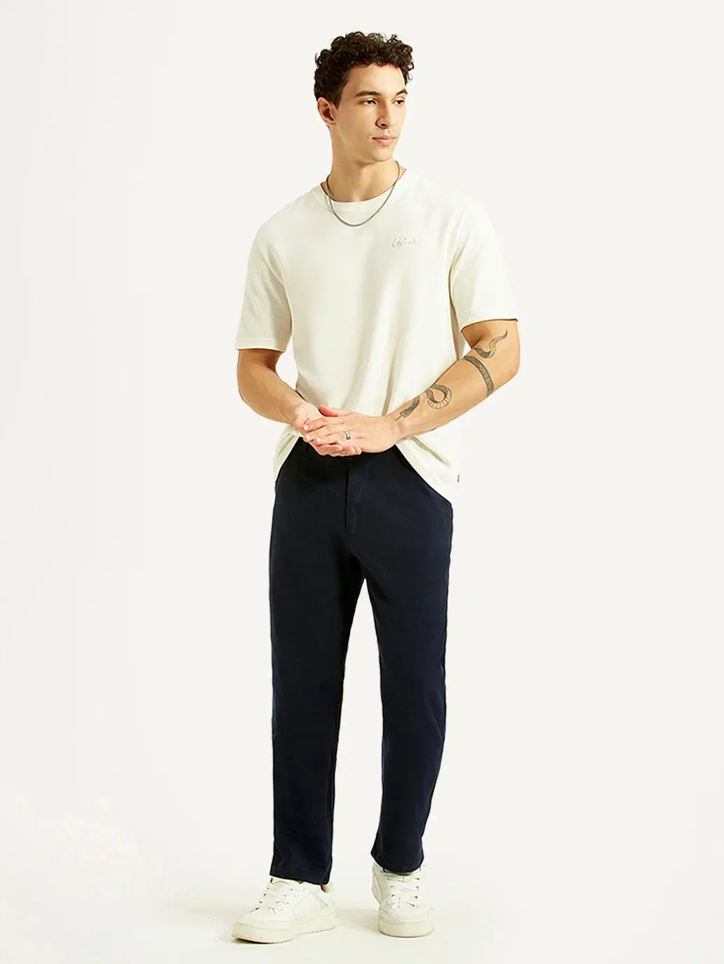 Men's Navy Relaxed Straight Fit Chinos 1