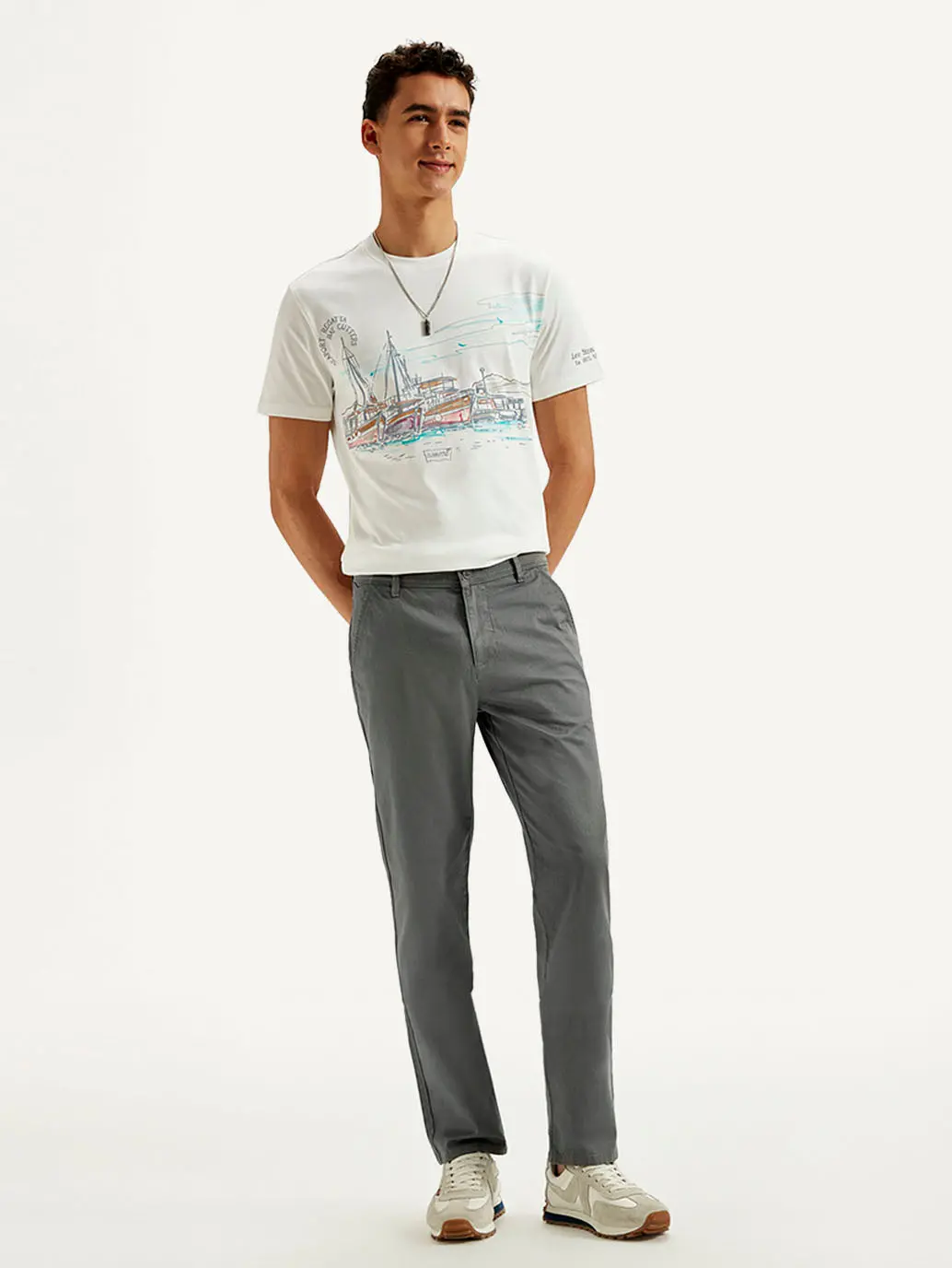 Men's Grey Authentic Straight Fit Chino Pants 1