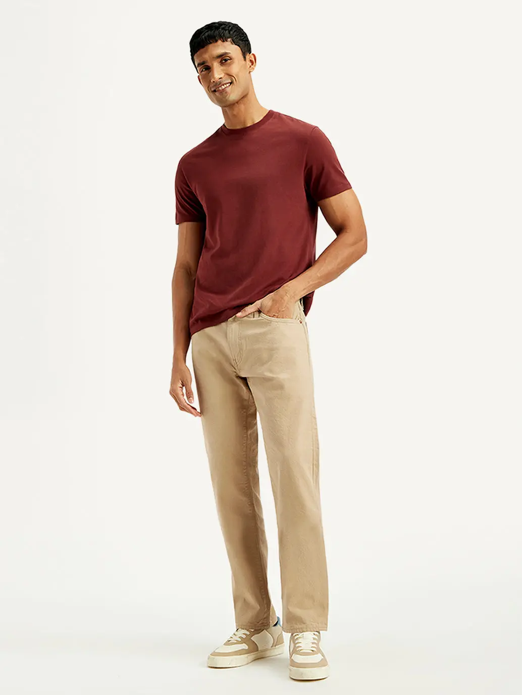 Men's 541 Beige Athletic Tapered Fit Mid Rise Selvedge Jeans 1