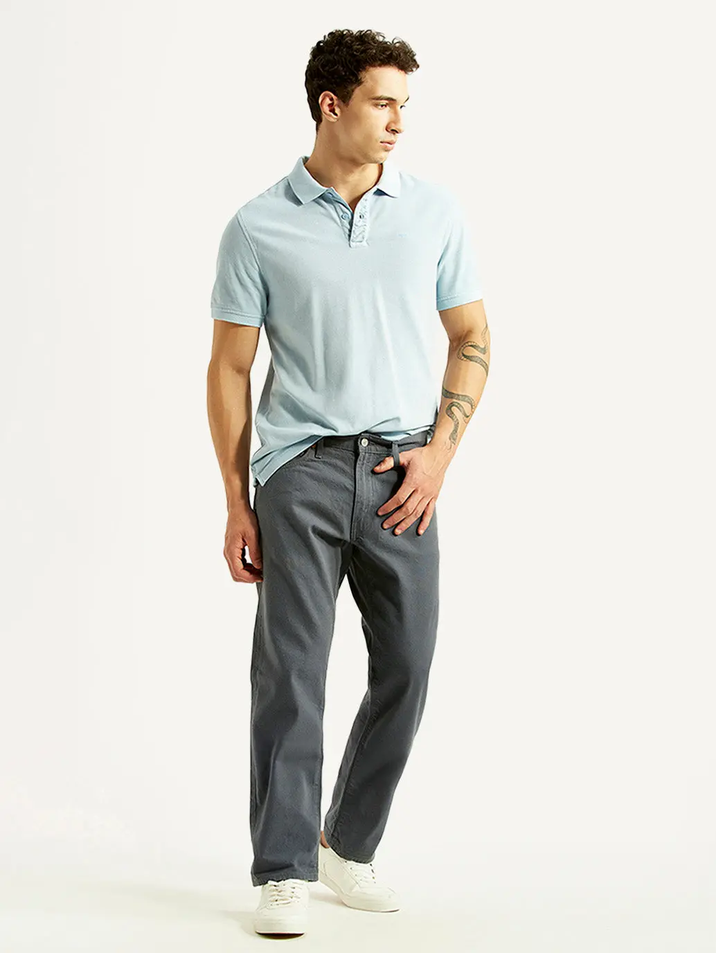 Men's 541 Grey Athletic Tapered Fit Selvedge Mid Rise Trousers 1