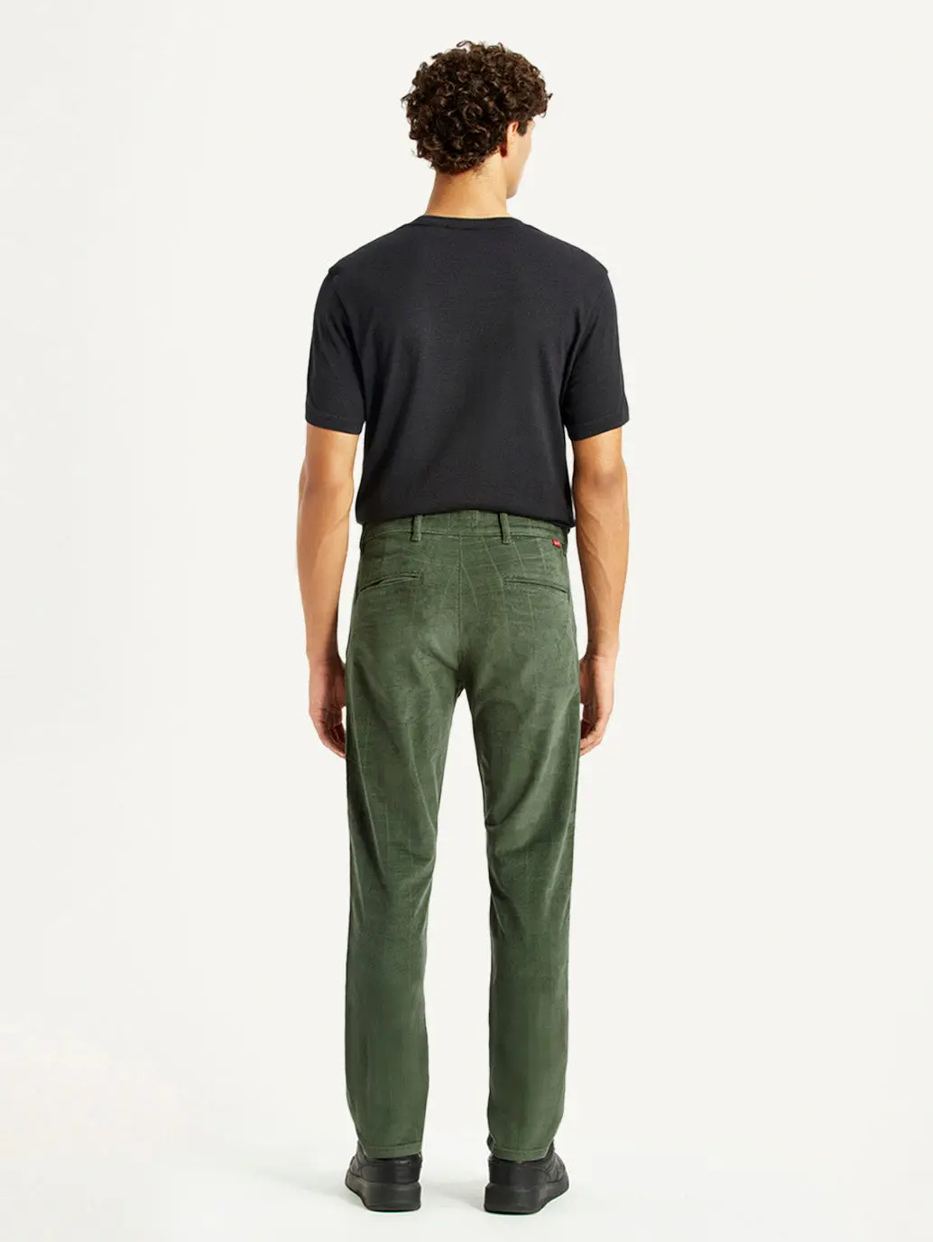 Men's Olive Green Slim Fit Corduroy Trousers 4