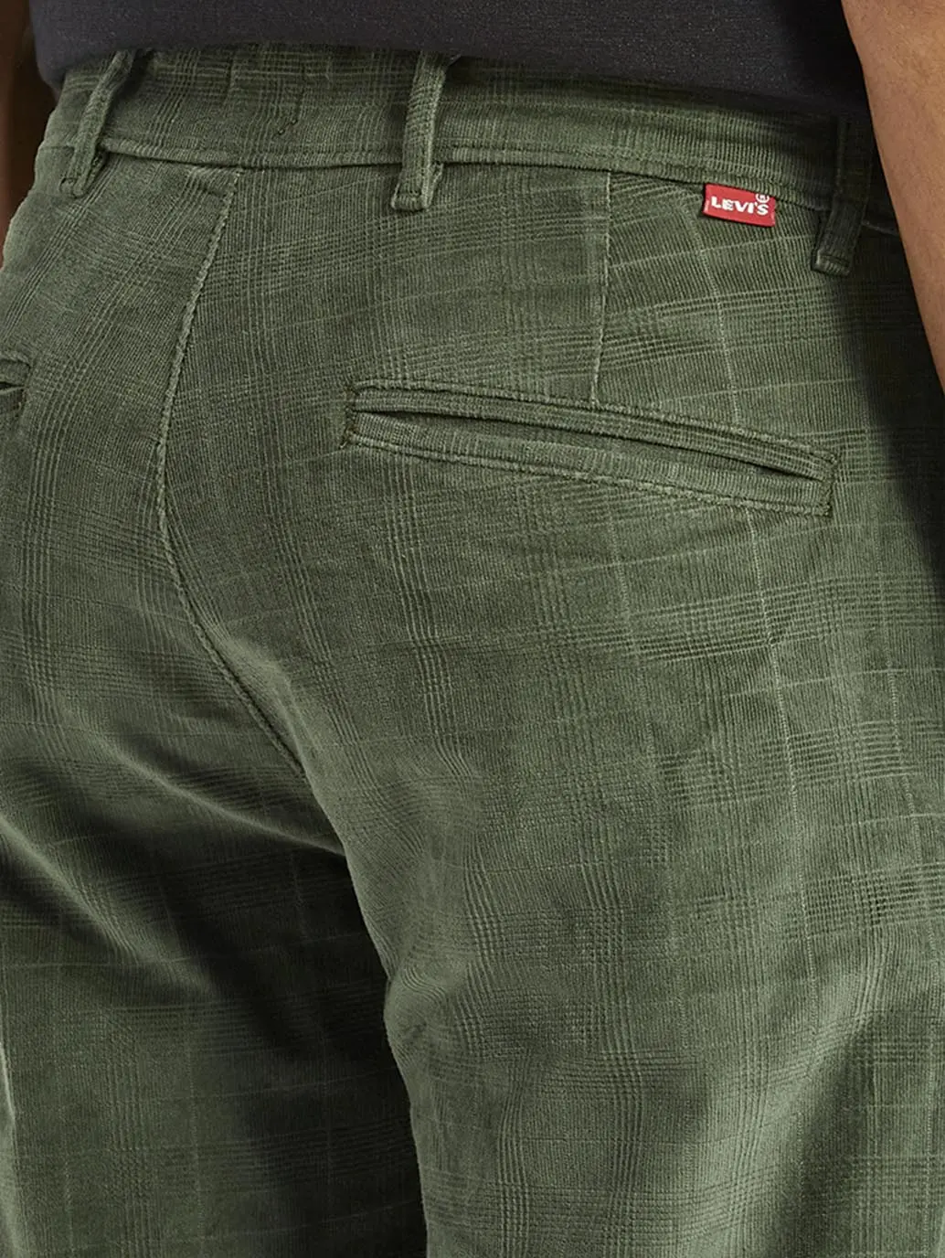 Men's Olive Green Slim Fit Corduroy Trousers 5