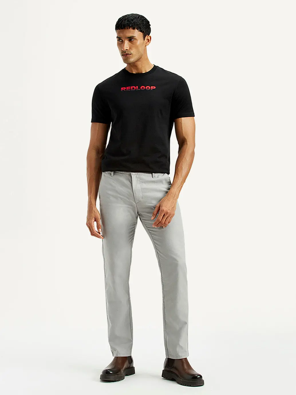 Men's Redloop 511 Grey Slim Fit Mid Rise Linen Chinos 1