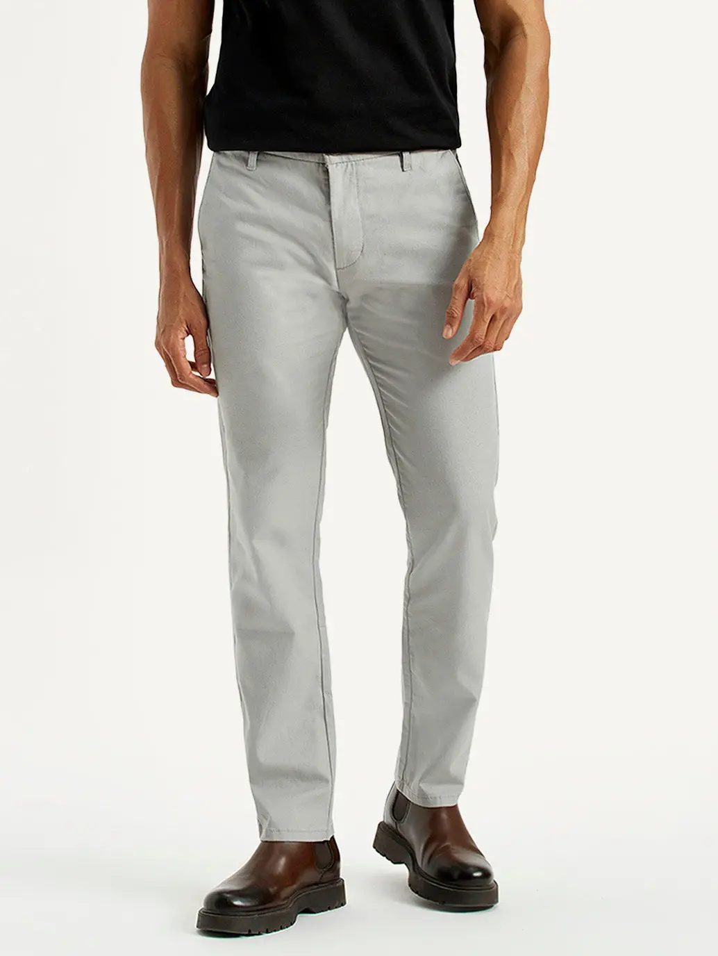 Men's Redloop 511 Grey Slim Fit Mid Rise Linen Chinos 2