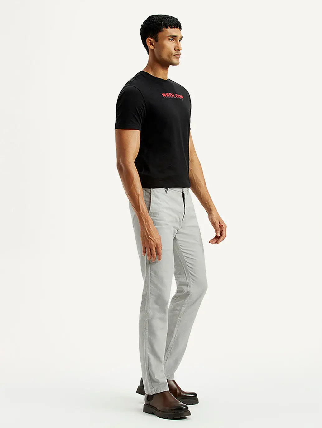 Men's Redloop 511 Grey Slim Fit Mid Rise Linen Chinos 6