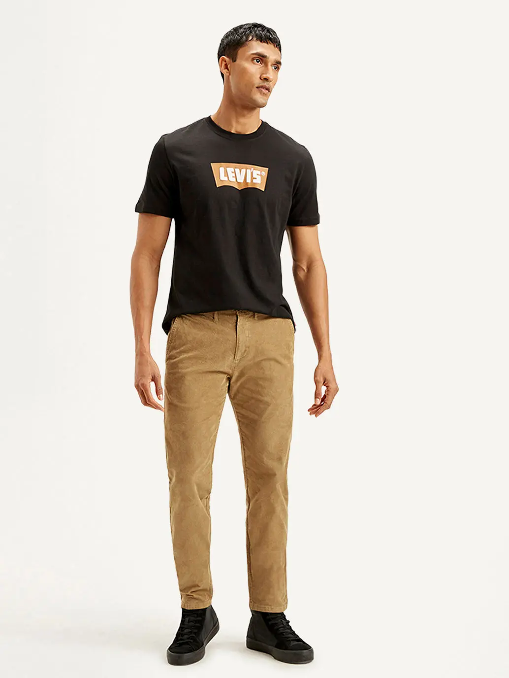Men's Light-Brown Slim Tapered Fit Chinos 1