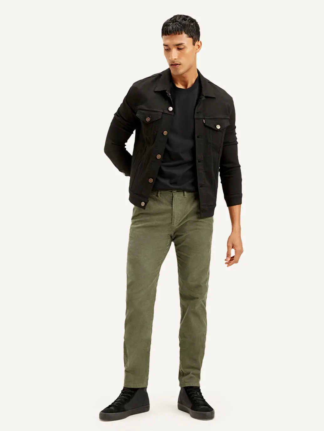 Men's Olive Slim Tapered Fit Chinos 1