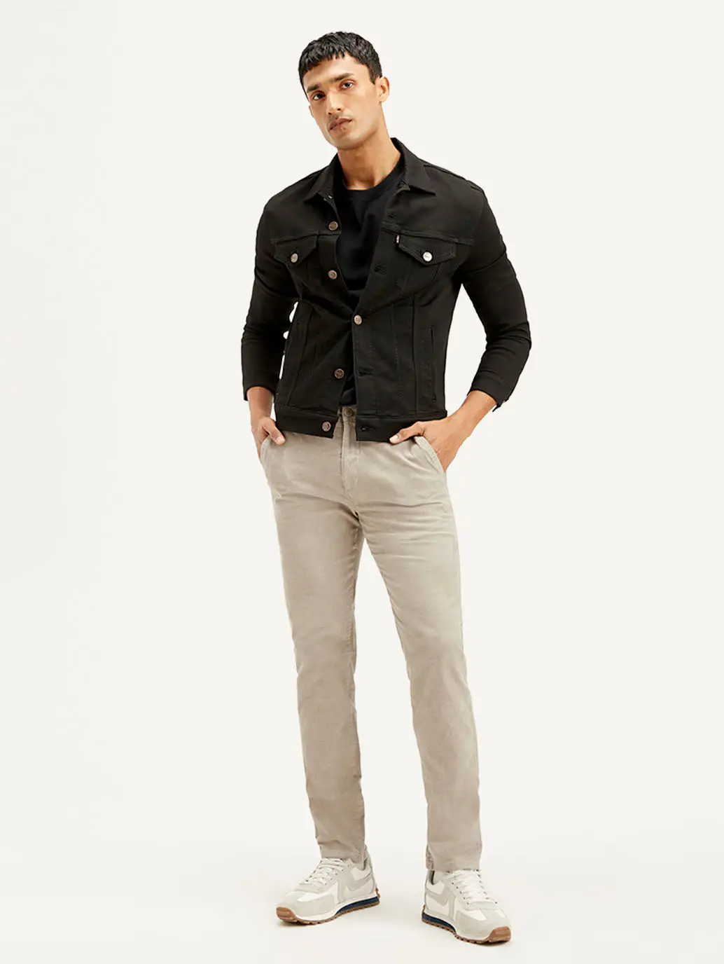 Men's Beige Slim Tapered Fit Chinos 1