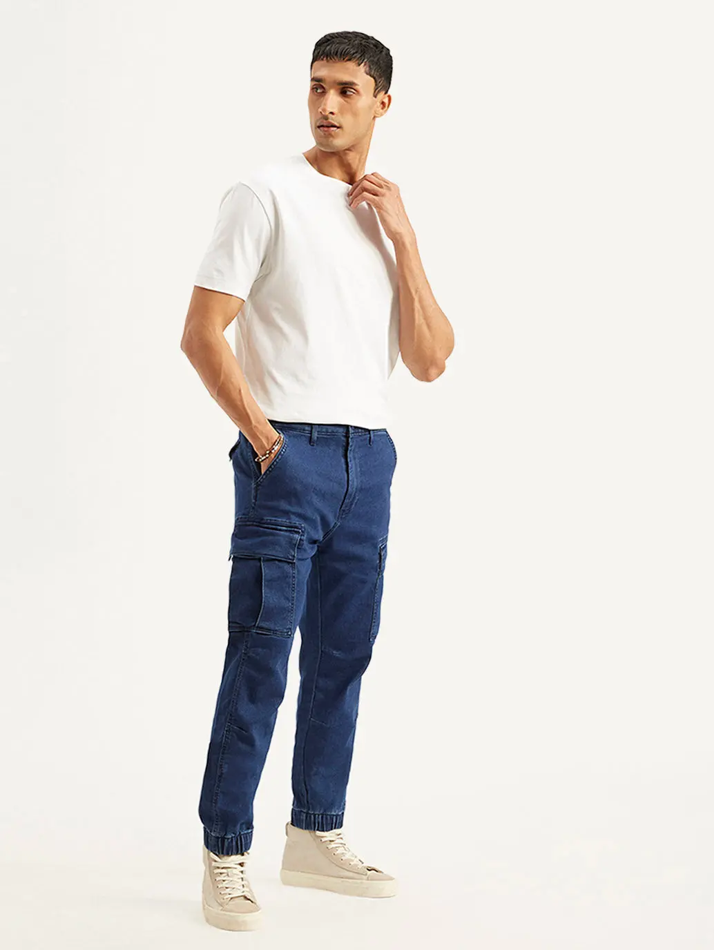 Men's Tapered Dark Blue Utility Cargo Jogger 1