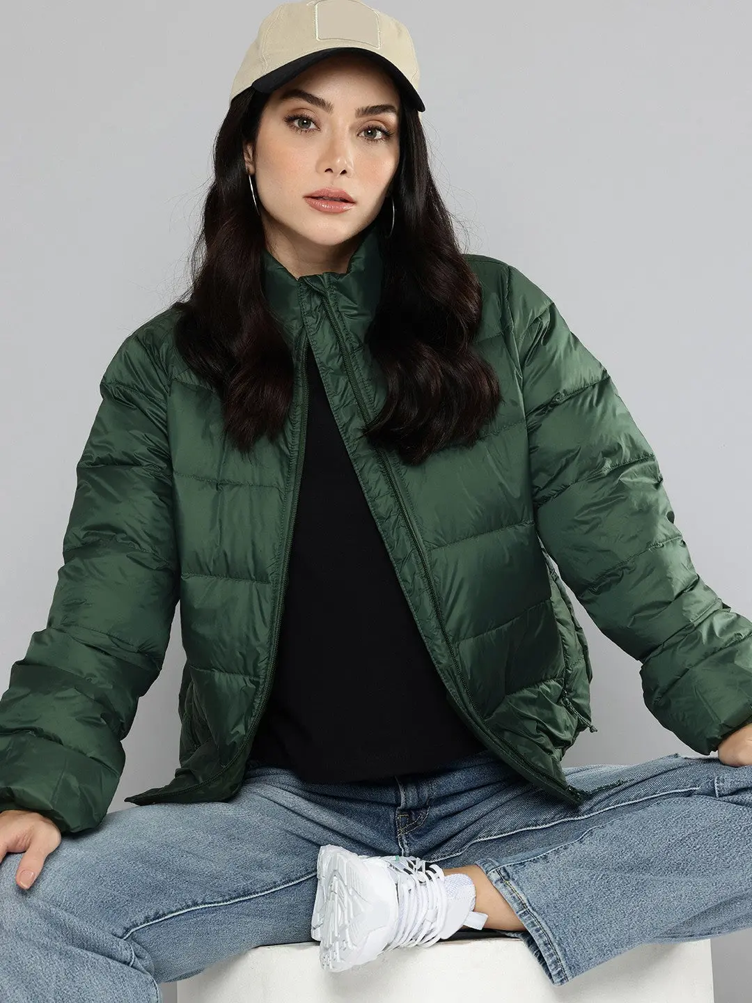 Women's Solid Green Jacket 1