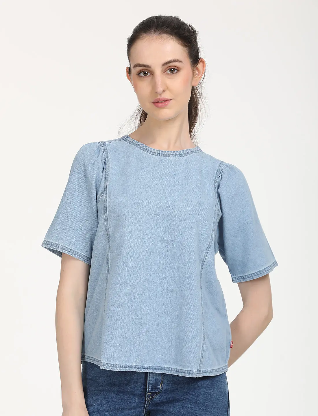 Women's Solid Blue Top 1