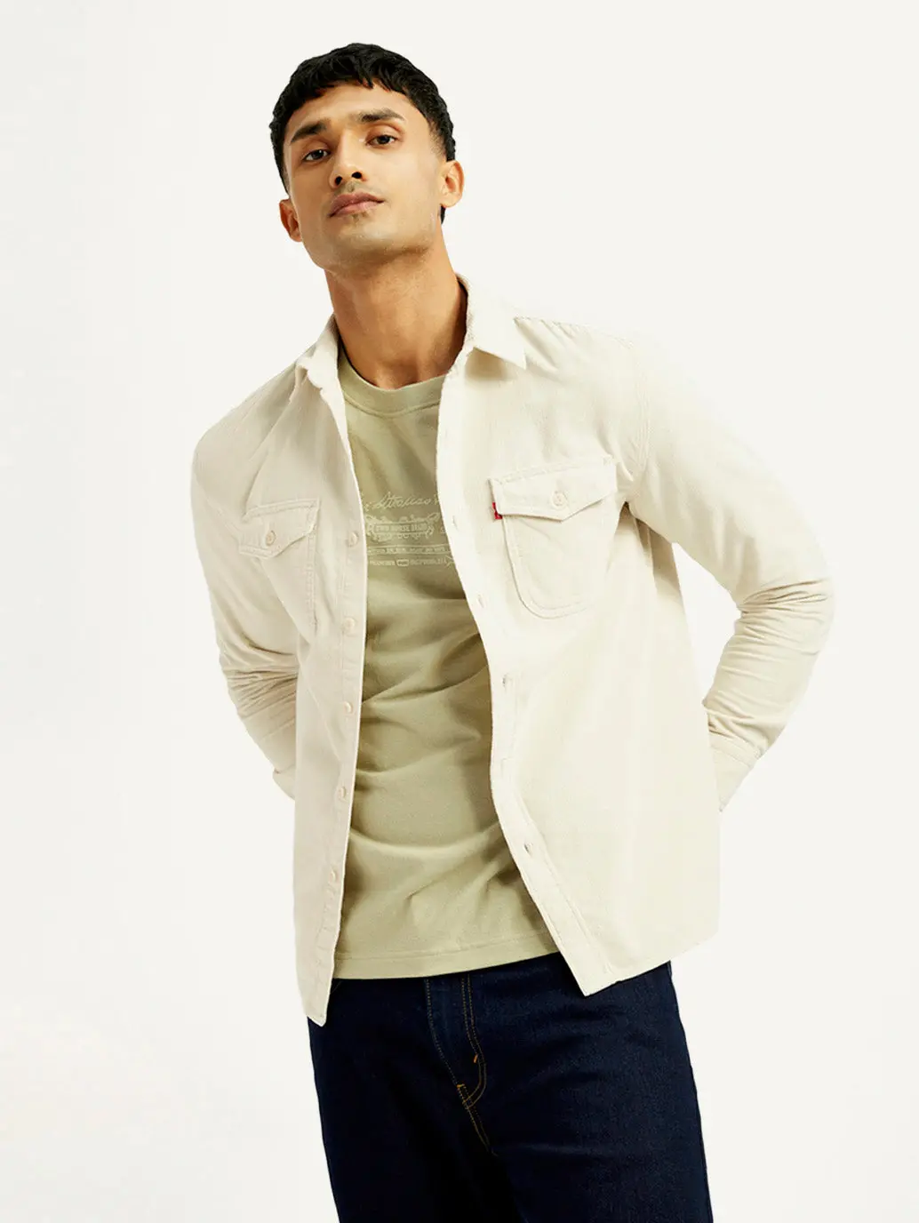 Men's Solid Slim Fit Corduroy Shirt 1