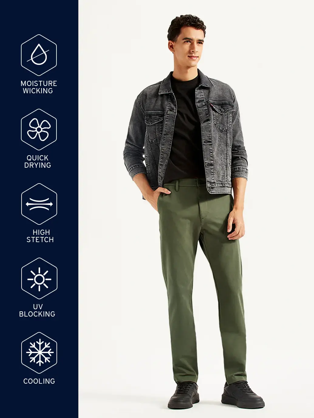 Men's Olive Slim Fit Tech Pant Chinos 1
