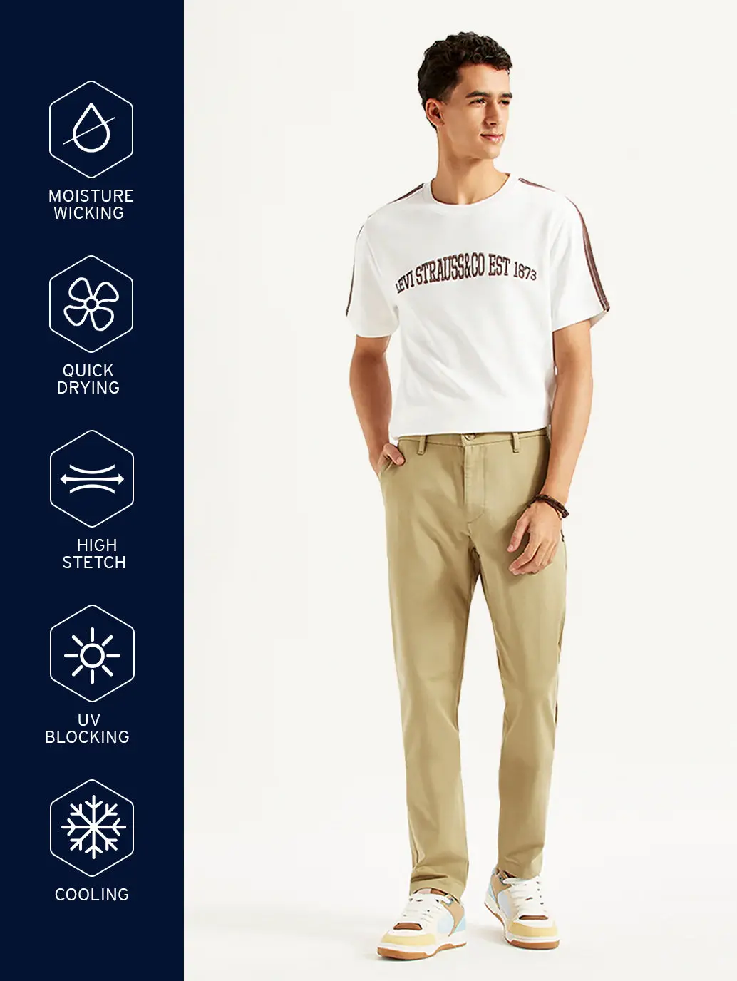 Men's Beige Slim Fit Tech Pant Chinos 1