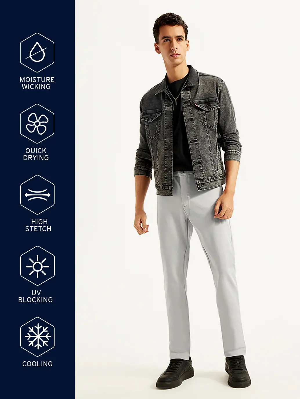 Men's Grey Slim Fit Tech Pants Chinos 1